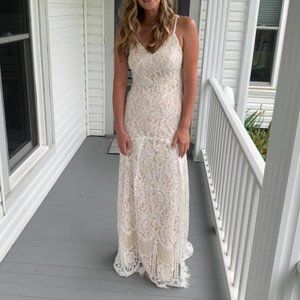 champagne white wedding dress Lace Applique Ivory & Dresses V Neck Beach Wedding AWD1277 SCV005258_NA_XXL Waist 49 You remember Gaga's Meat Length:Regular (37 Inches)